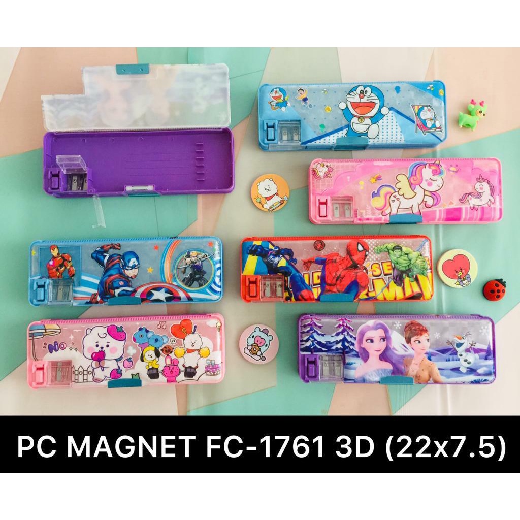 

KOTAK PENSIL MAGNET DUA SISI 3D PLUS RAUTAN PENSIL KARAKTER KARTUN. FC-1761
