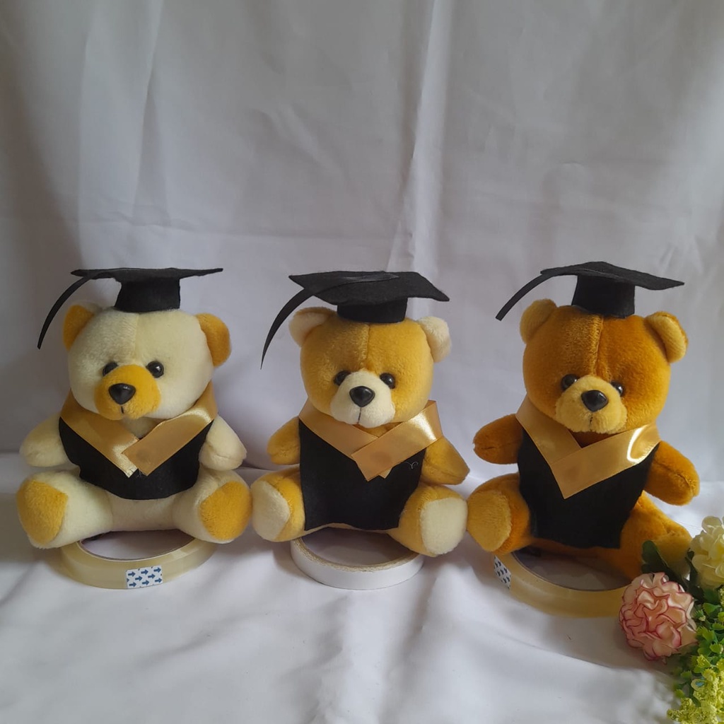BONEKA WISUDA 15 CM/BONEKA TEDDY BEAR/BONEKA HAPPY BEAR/BONEKA BERUANG SEDANG