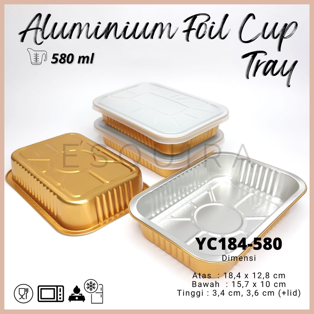 Aluminium Foil Cup Tray Gold + Lid / 10 PCS / YC184-580