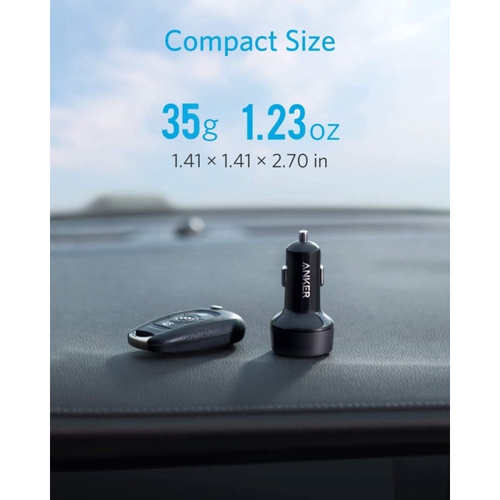 Anker Car Charger PowerDrive PD 2 18W PD + 12W PowerIQ - SKU A2720 - Garansi Resmi 18 Bulan