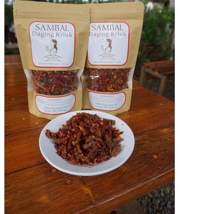 

✩ SAMBAL DAGING KRIUK kemasan pouch (170 gram / 2x botol) ☼