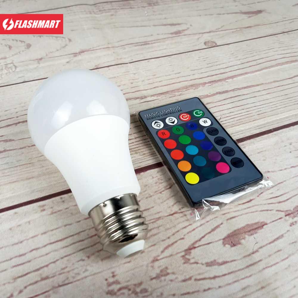 Flashmart Lampu Bohlam RGB dengan Remote Control E27 5W - A60