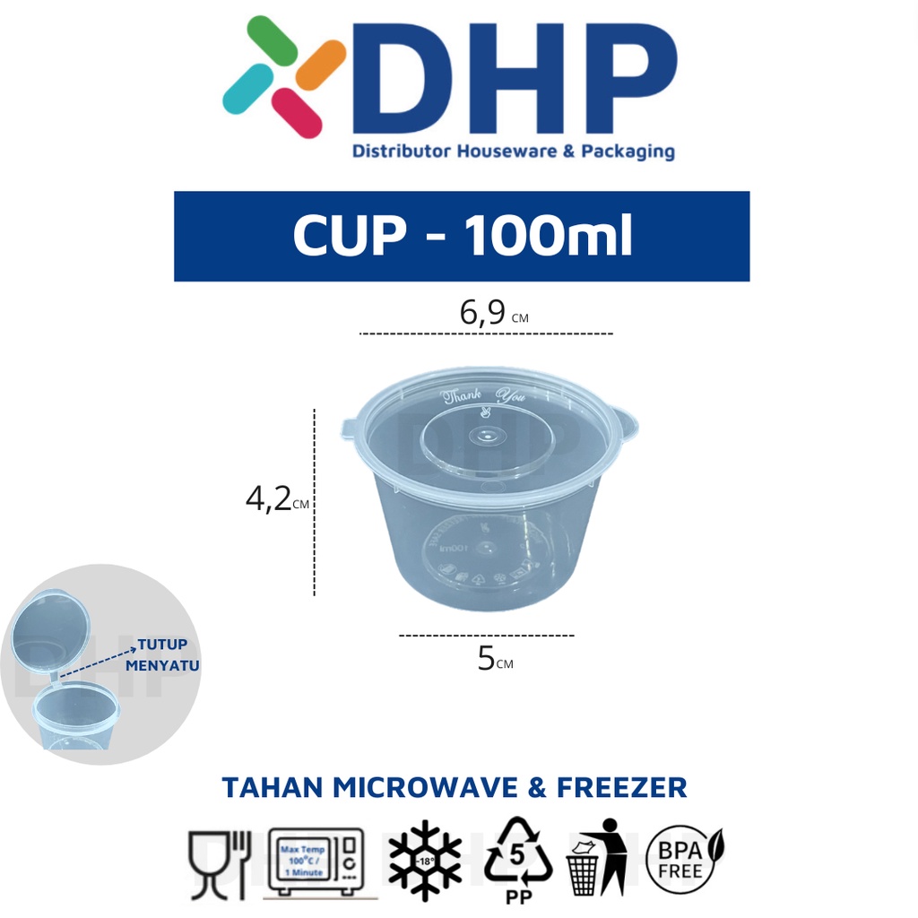 Thinwall CUP 100ml (Isi 50pc) Pudiing Mini Slime Tempat Sambal Plastik Murah