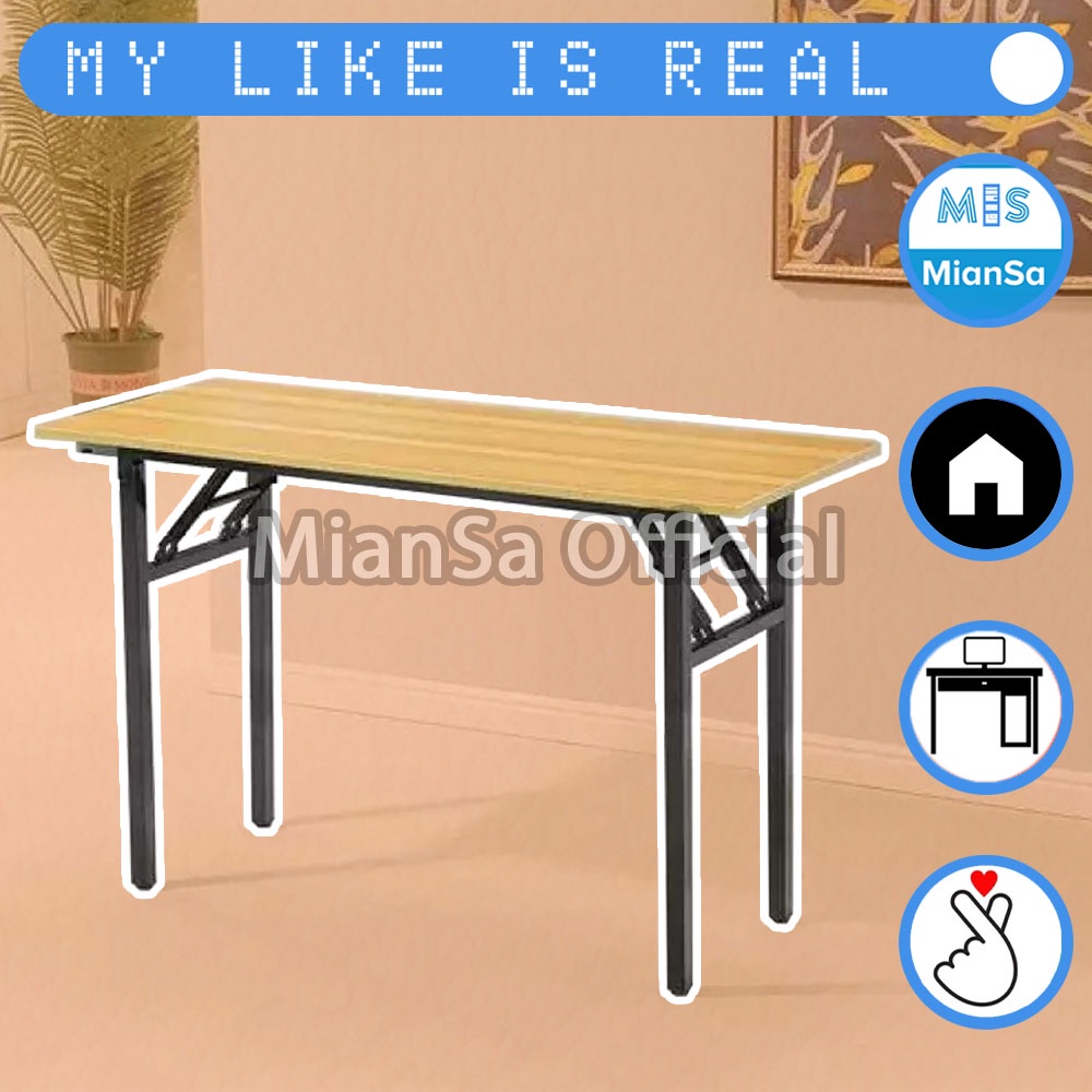 MIANSA Meja Komputer Meja Lipat Bahan Kayu Besi 120x40 cm Meja Kerja