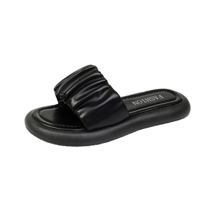 Platform sandal wanita puffy sole tebal selop kerut AM 05