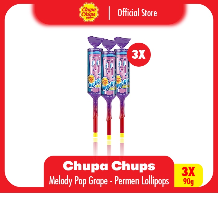 

Chupa Chups Melody Pop Grape 15g - Permen Stick Rasa Anggur (3pcs)