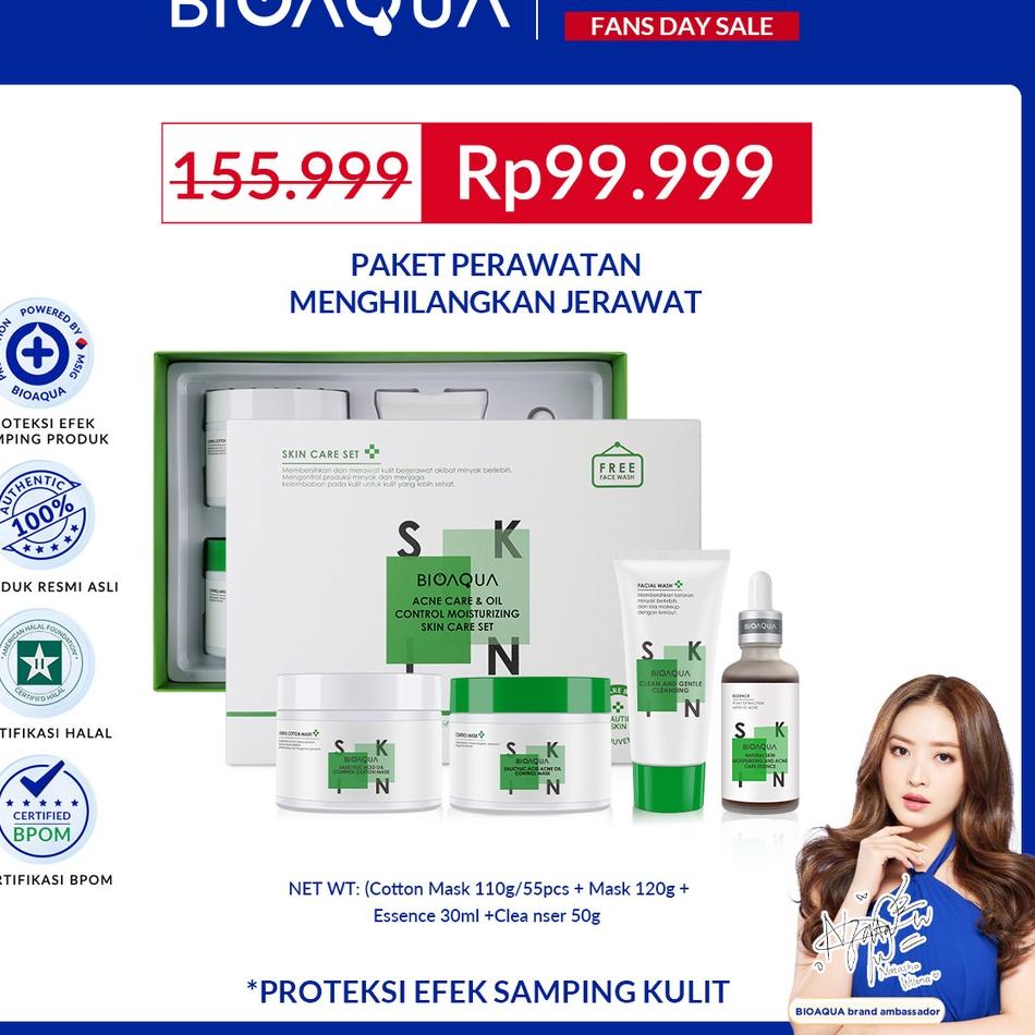 Bisa COD BIOAQUA Paket Acne obat jerawat dan bekas jerawat Totol Jerawat Set With Acne Serum/Oil Con