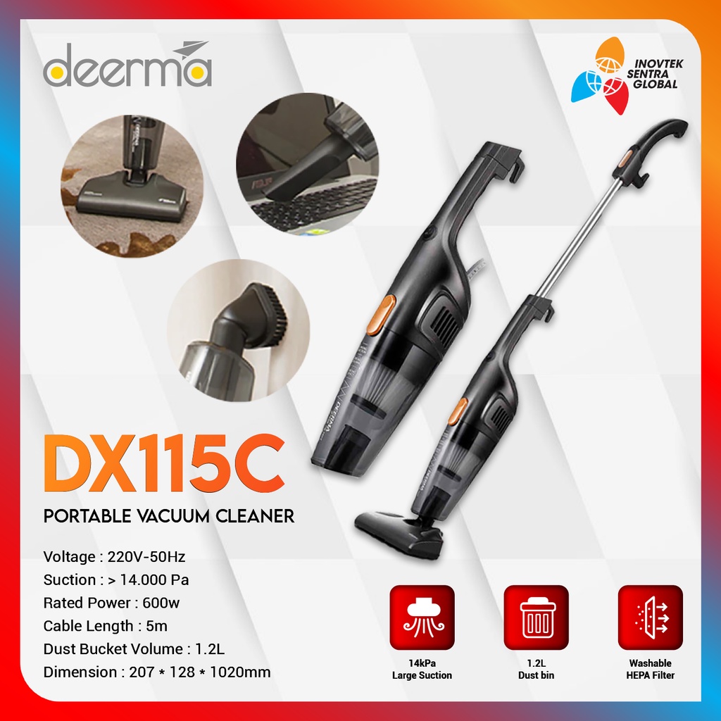 Deerma DX115C / DX118C Handheld Vacuum Cleaner 2 in 1 Penyedot Debu