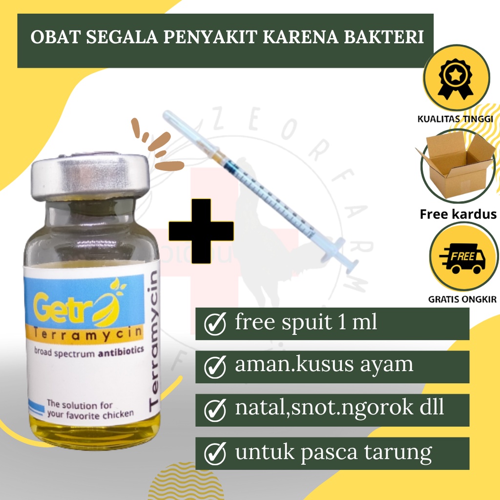 obat ayam segala penyakit karena bakteri habis laga jalu terramycin kusus ayam zeorfarm