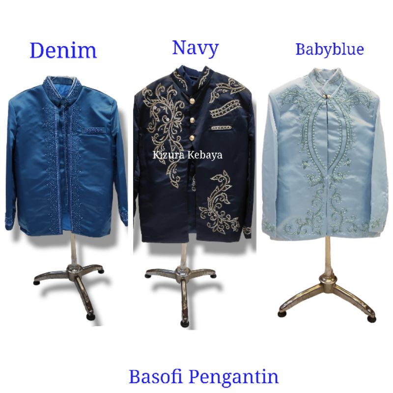 Beskap Pengantin/Jawa/Basofi/ BIRU/Denim/Frozen/Babyblue/Navy/Silver/Hitam