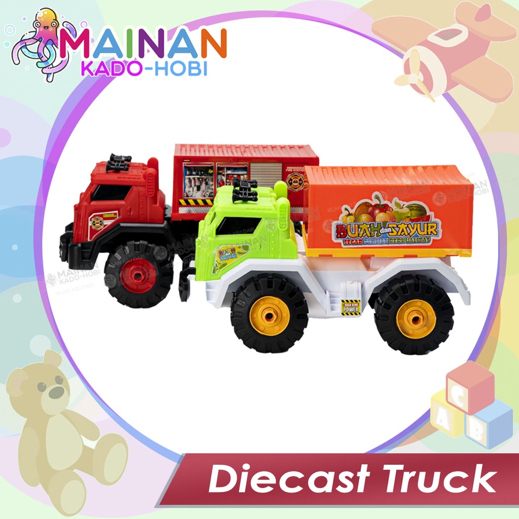 HADIAH GIFT MAINAN ANAK DIECAST MOBIL TRUK BUAH DAN DAMKAR