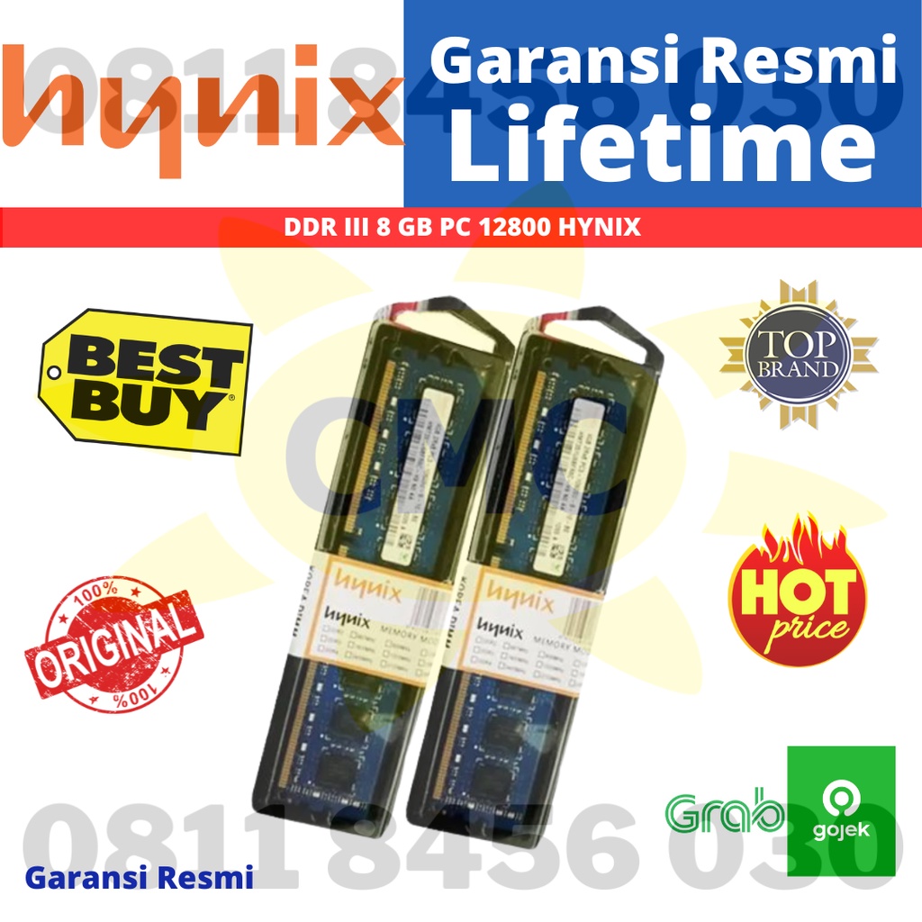 RAM Hynix DDR3 8 GB 8GB PC 12800 Resmi