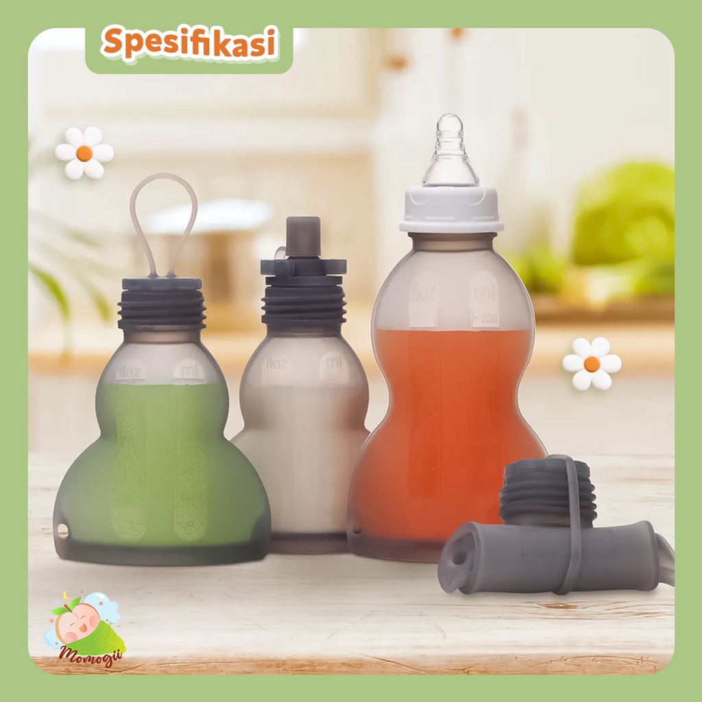 MOMOGII Kantong Asi Silikon Juice Reusable Breastmilk Bag  FREE PEMBERSIH BOTOL