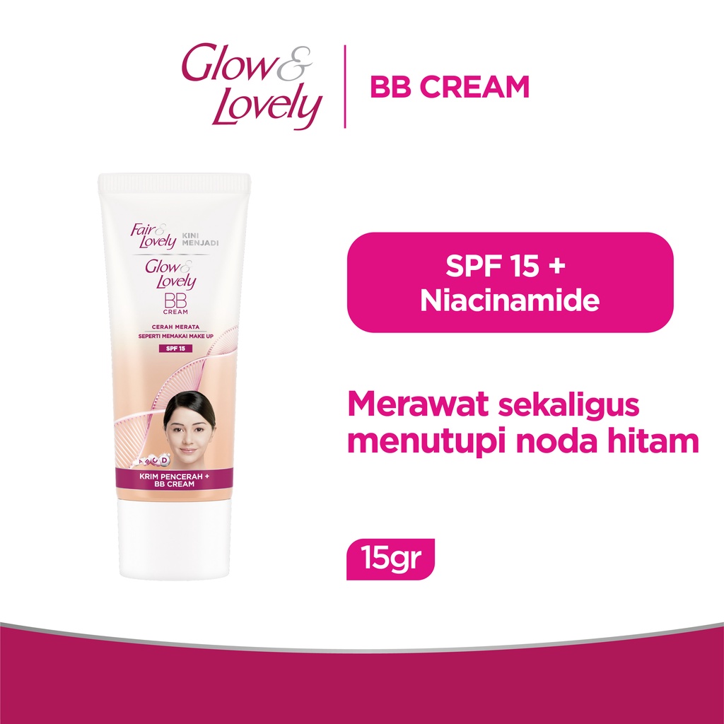 Glow &amp; Lovely BB Cream &amp; Krim Pencerah For All Skin Type SPF 15 15g