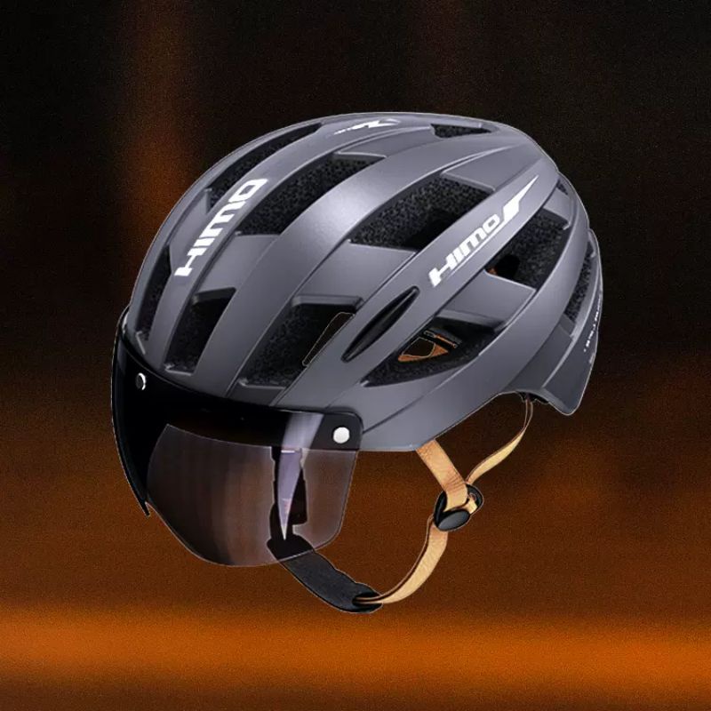 HIMO Helm Sepeda Bike Visor Breathable Shockproof with Tail Light Gray - S1