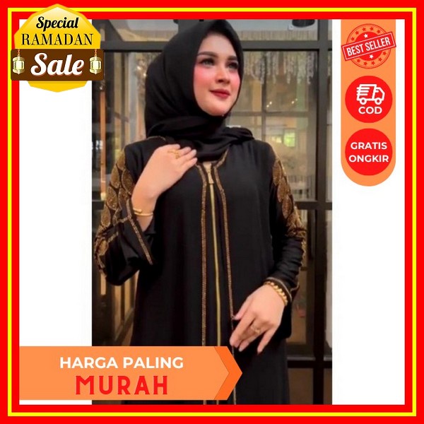 Abaya Hayfa Jetblack Premium Kombinasi Brokat Hitam Premium Gamis Terbaru 2023 Lebaran Wanita Import