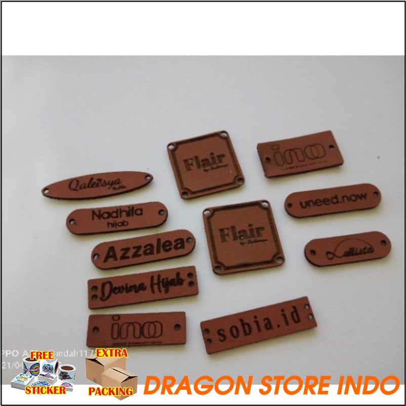 

Terlaris LABEL KULIT/LABEL HIJAB/LABEL BAJU/LOGO/BRAND/MERK/KULIT SINTETIS MUR - coffe 2cmx2cm Keren