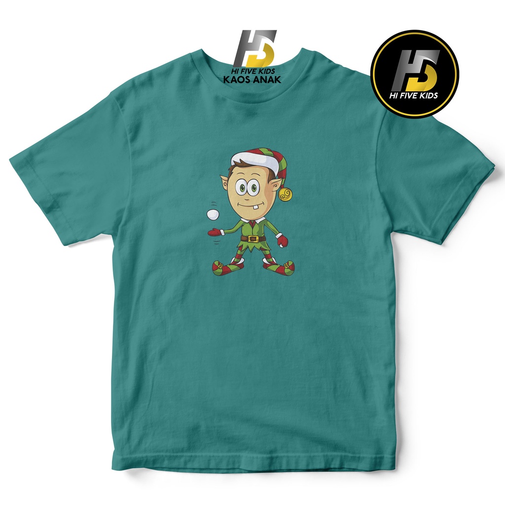 Hi Five Kids Kaos Distro Anak SANTA DAN BOLA SALJU Cotton 30s Premium, Baju Anak Anime , Kaos Anak A