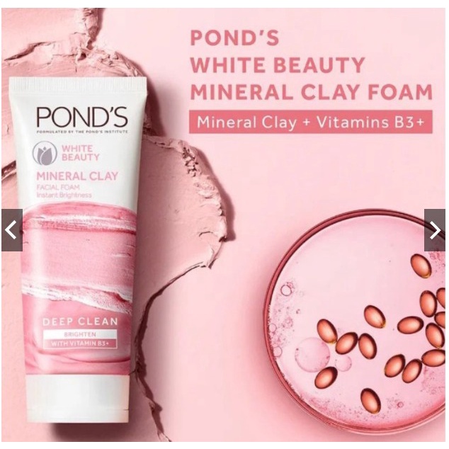 POND'S White Beauty Mineral Clay Cleanser Pembersih Wajah Deep Clean Mencerahkan [90 g]