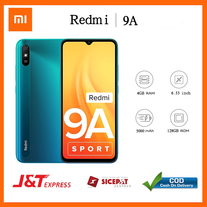 Xiaomi Redmi 9A ram 4/128GB ori original hp baru hp new,6.53 big inches HD screen,5MP+13MP kamera,Hp