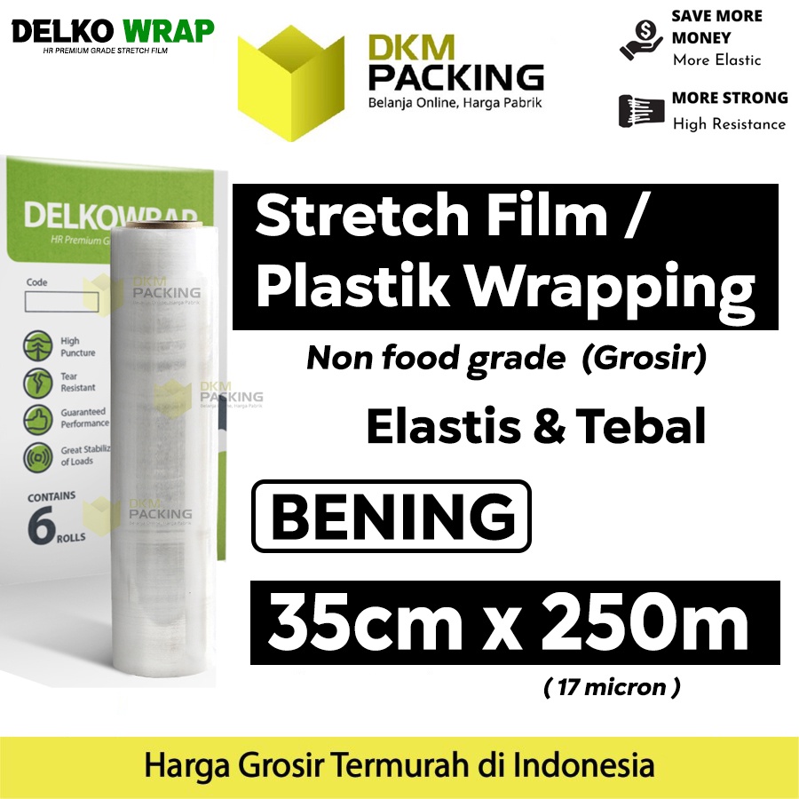 

Plastik Wraping Stretch Film 35cm x 250m DELKOWRAP BENING WRAPPING TEBAL PREMIUM TERMURAH / SATUAN