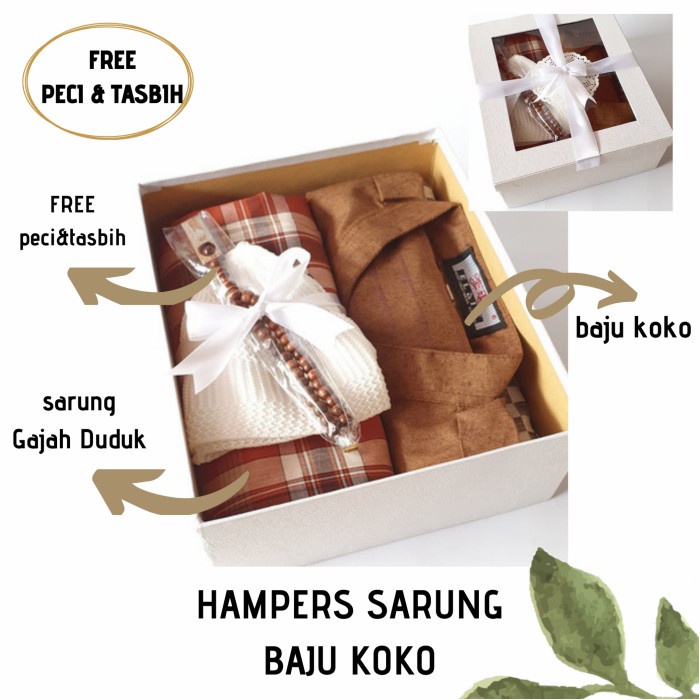 

ARS04 HAMPERS COWOK SARUNG BAJU KOKO SAJADAH FREE PECI DAN TASBIH - box coklat
