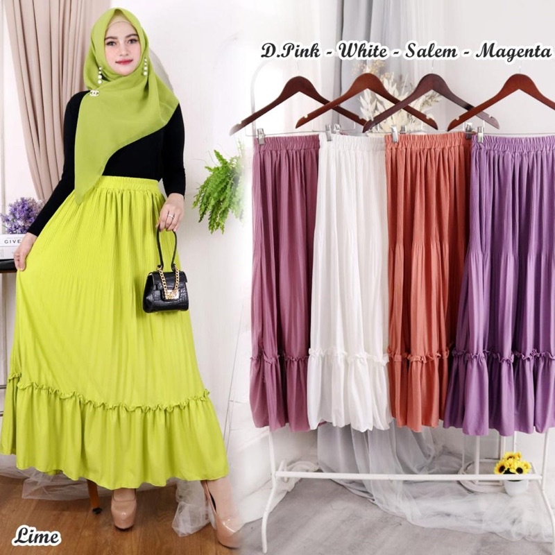 BB 40-90KG ROK PLISKET SUSUN PREMIUM || ROK PANJANG MUSLIM WANITA || ROK MAYUNG BAHAN HYGET