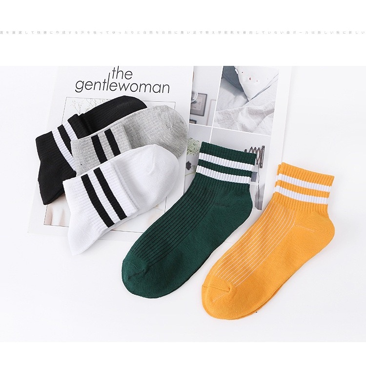 GP Kaos Kaki Cowok Cewek Mid 2 Garis Import Korea Kaus Kaki Warna