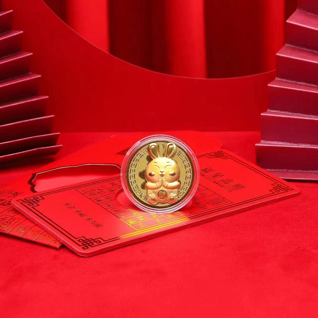 GP Angpao 2023 Angpao Koin Merah / Emas Foil Desain Kelinci Rabbit Zodiak CNY Untuk Hadiah Tahun Baru