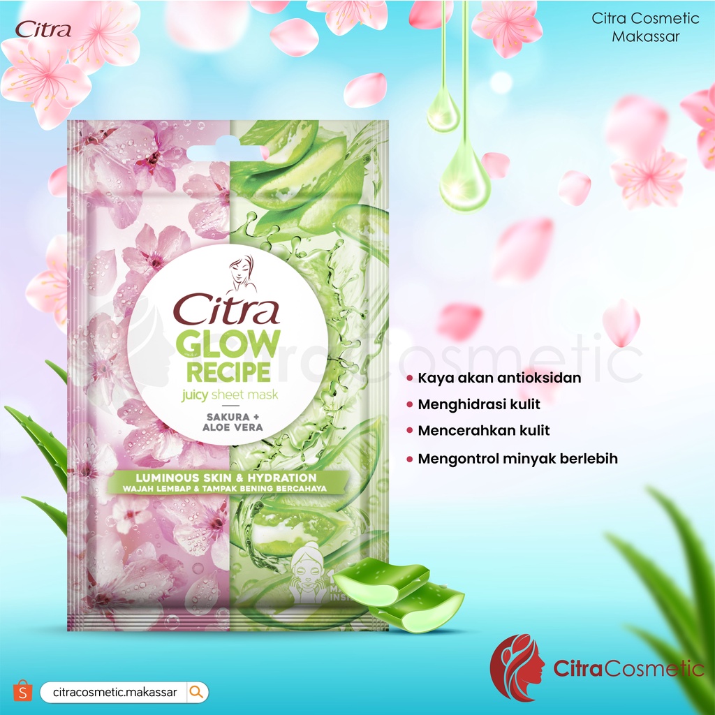 Citra Sheet Mask Glow Sakura+Aloevera 25 Gr