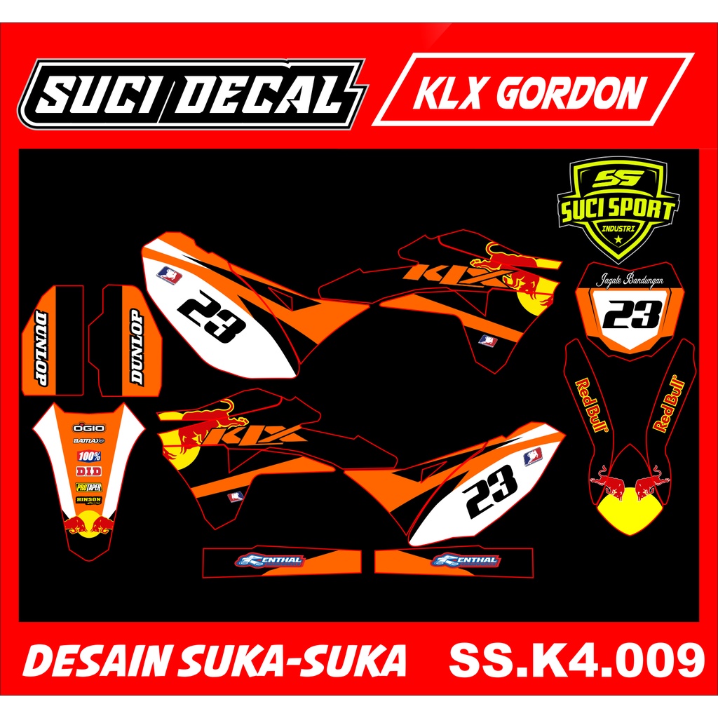 DECAL STIKER STRIPING KLX 150 GORDON FULL BODY REDBULL (SSS.K4.009)