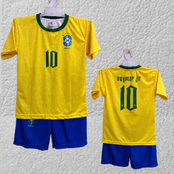 jersey bola brazil/setelan baju bola brazil printing usia 5-12thn