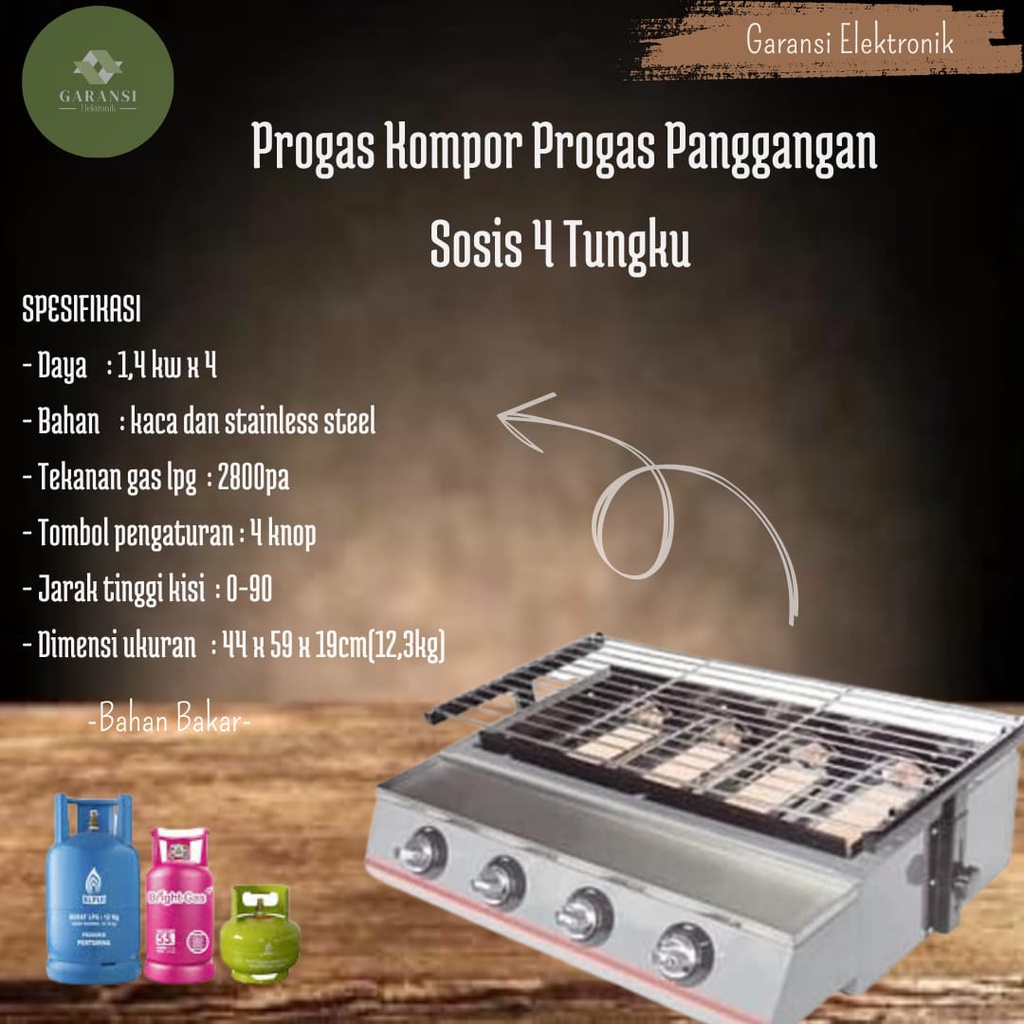 PROGAS KOMPOR PANGGANGAN SOSIS 4 TUNGKU (TERLARIS)