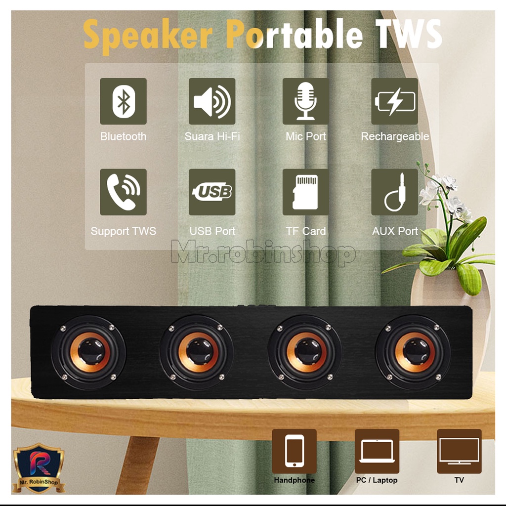 Soundbar F-422 Speaker Wireless theater audio,  Stereo subwoofer support TWS Speaker Portable Garansi Resmi 1 Tahun