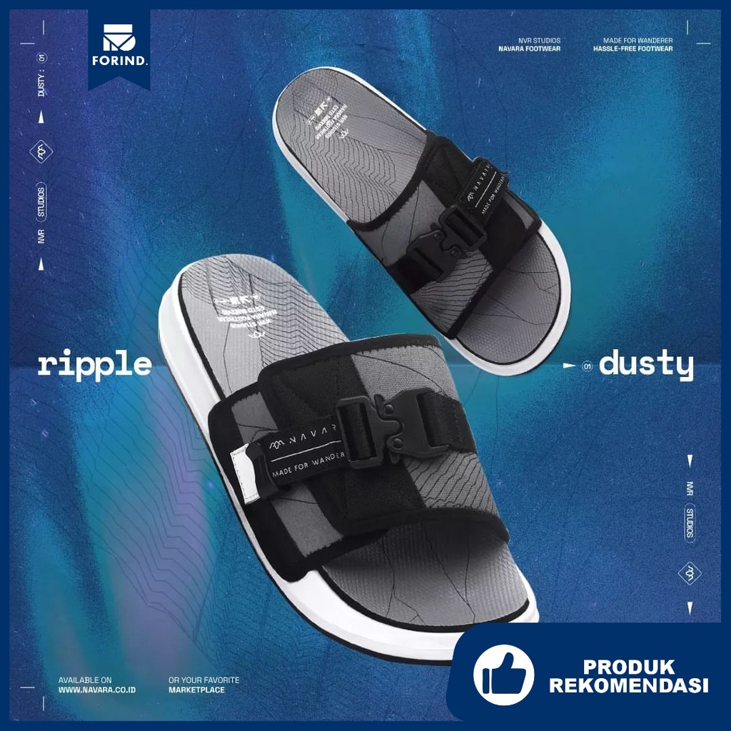 Ripple Dusty | Sandal Slider Ringan Slop Casual Santai Sendal Slide Simple Pria Men Sendal Footwear | FORIND x Navara