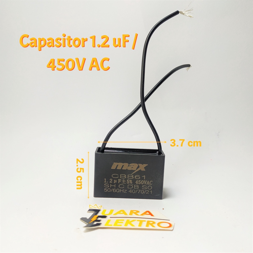 Capasitor Kipas Angin 1.2uF / 450VAC | Kapasitor Fan Kotak | Kapasitor Kipas Angin