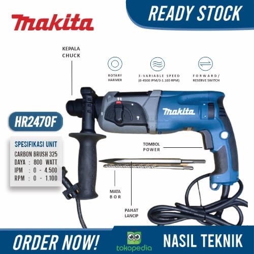 Mesin Bor Beton Sds Makita Hammer Rotary Hr2470