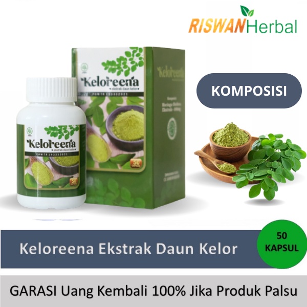 Keloreena Obat Sakit Pinggang Bokong Punggung Lutut Herbal Untuk Lansia Isi 50 Kapsul Asli Daun Kelor BPOM Original