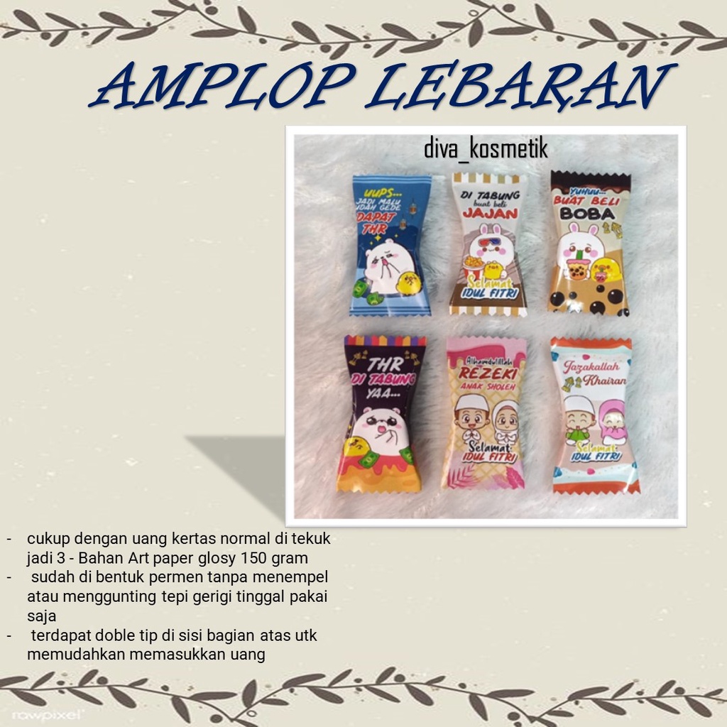 

15 pcs Amplop Permen Lebaran Lucu dan unik untuk ampau idul fitri / karakter random