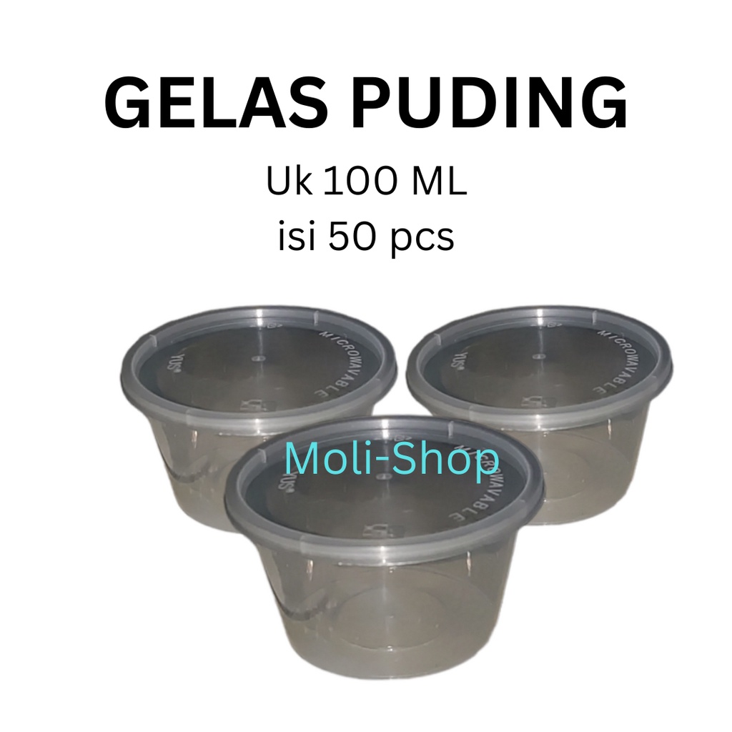 Gelas Puding+Tutup Isi 50 Pcs / Cup Puding, Cup Saos, Thinwall Puding - Cup Puding 100ML