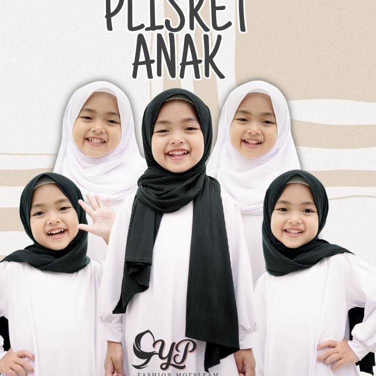 2<BDC1-I Kerudung PASHMINA PLISKET anak instant Premium 3th - 10 tahun | jilbab lucu bayi Perempuan 