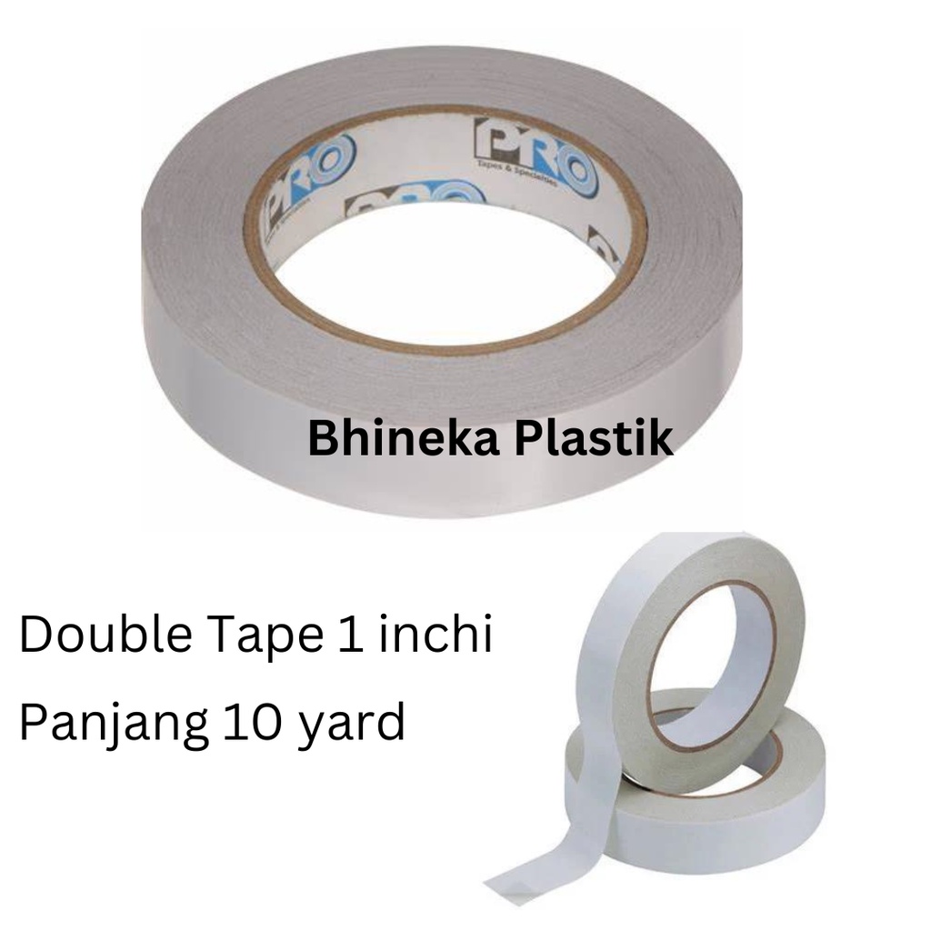 Double Tape 1 inchi/ Doubletip/ Dobel Tape, Isolasi/ Lakban Perekat 2 Sisi - Dobeltip Putih 1 inchi