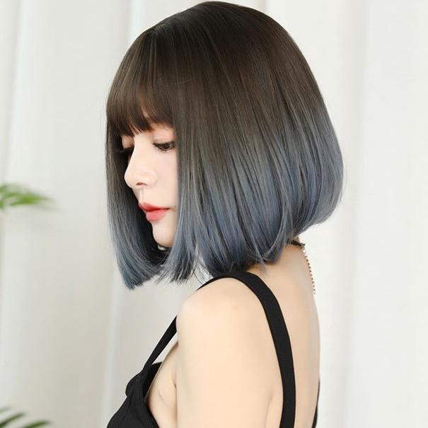 Wda-22 Wig Daily Jepang Gradasi Abu Gray Rambut Palsu Pendek