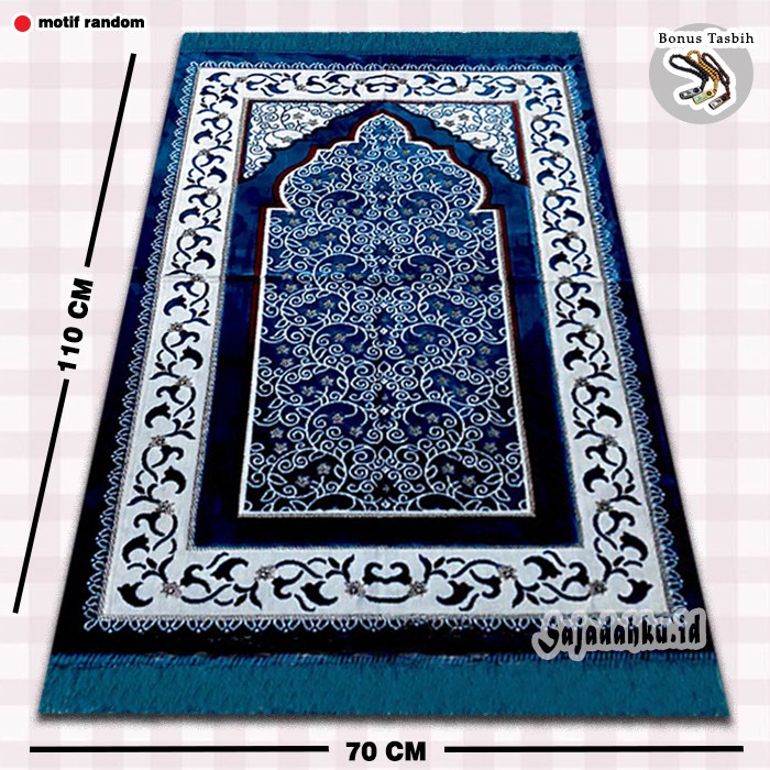Sajadah Tebal Beludru Dewasa Terbaru 70x110Cm Biru V5A5 Tebal Traveling Turki Aesthetic Empuk Viral 