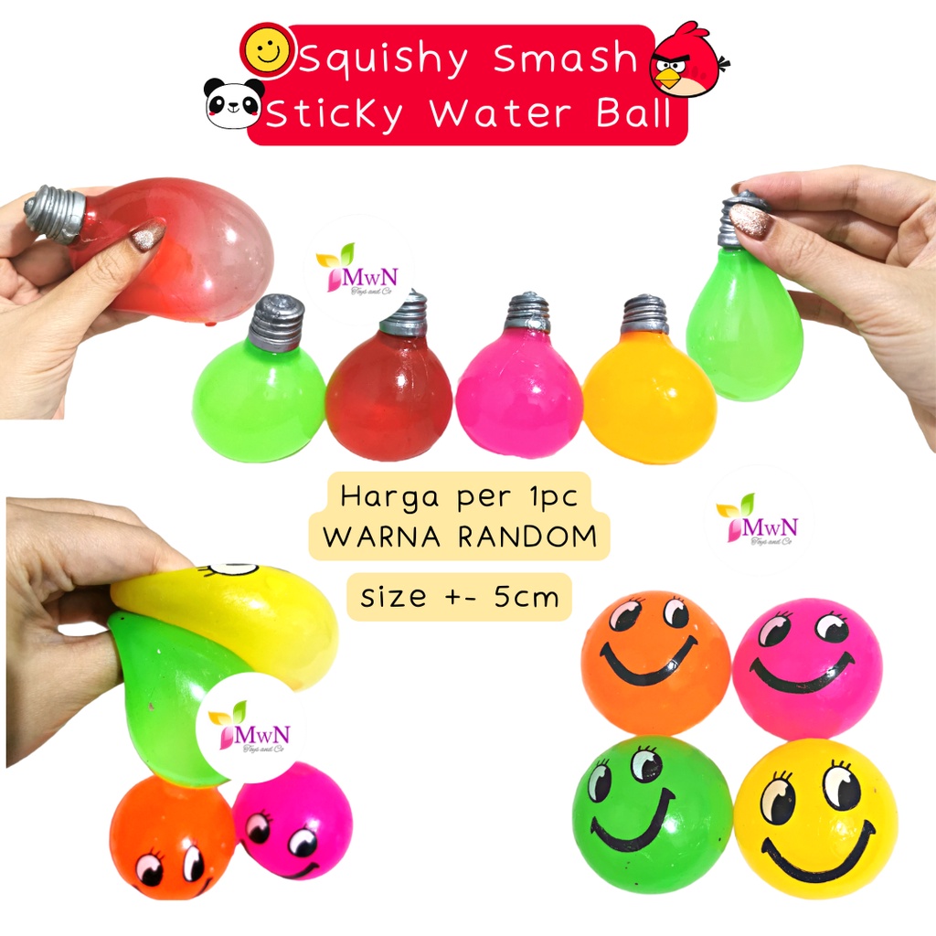 MWN Mainan Squishy Smash Water Ball / Bola Pencetan Anti Stress Karakter