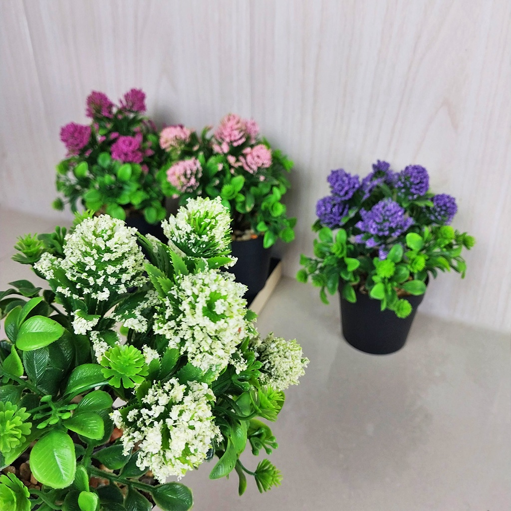 Tanaman Hias Plastik Ornamen Pot Bonsai Tanaman Bunga Pajangan Dekorasi Hiasan Rumah Import Artificial Flower Satu7an PBP89