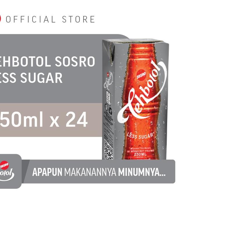 

➵ Tehbotol Sosro kotak Less Sugar 250 ml isi 24 Pcs ☆
