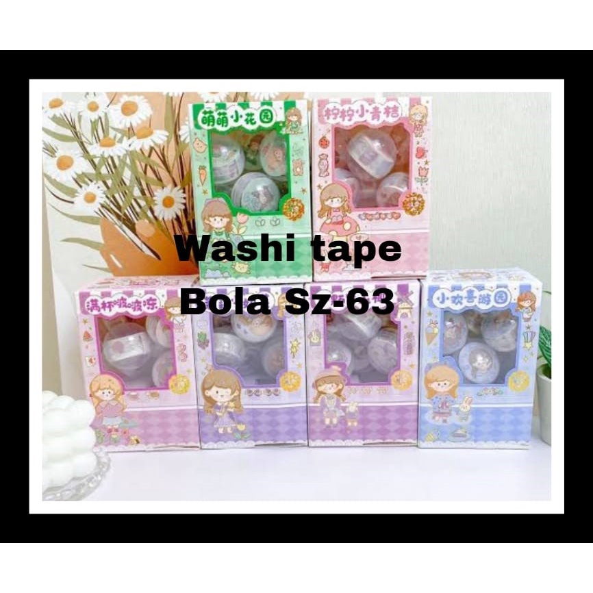 

Sticker Kode SZ-63 (Solatip box didalam bola) Isi 6 PCS WASHI TAPE WARNA RANDOM