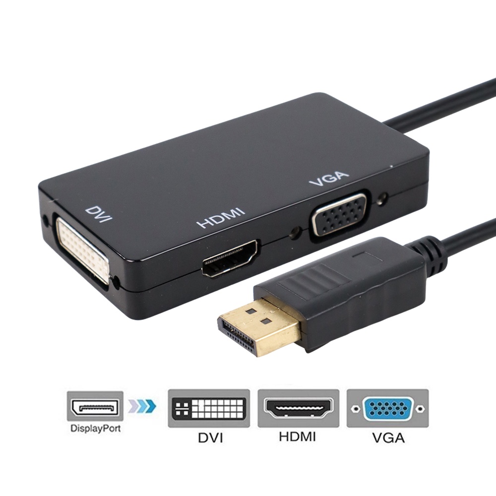 Adaptor Converter DisplayPort to HDTV VGA DVI - DP1IN4 - Black