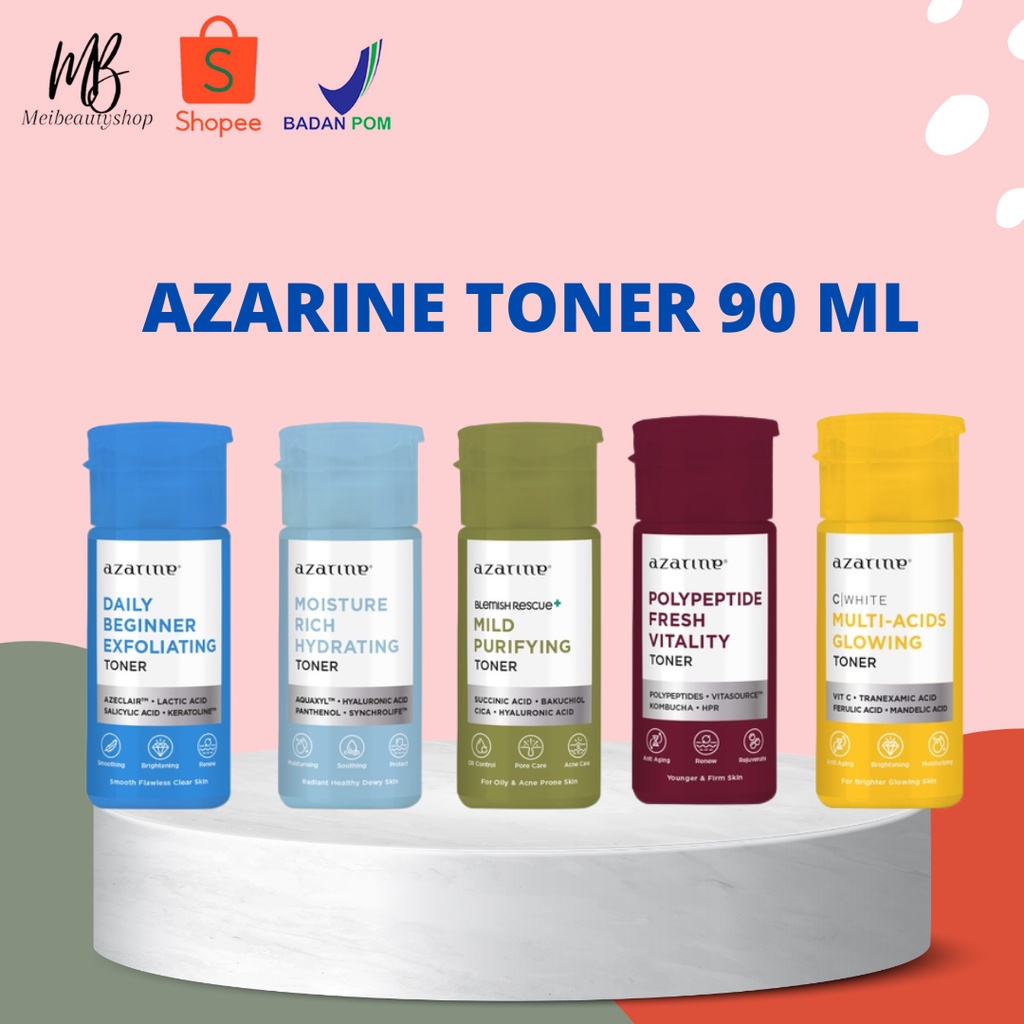 AZARINE Toner - Daily Beginner Exfoliating / Mild Purifying / Multi-Acids Glowing / Moisture Rich Hydrating